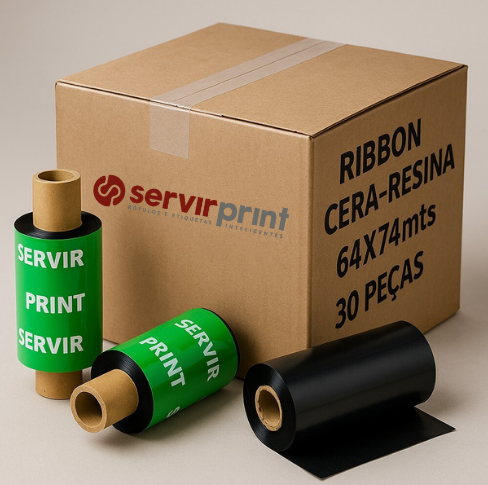 Imagem ilustratica de uma caixa com ribbon cera-resina da Servir Print