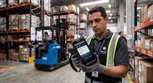 Coletor de dados Zebra com Android executando LifeGuard em ambiente industrial